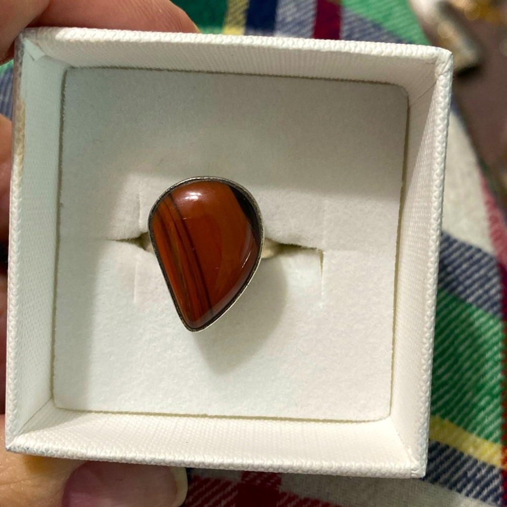 Sterling silver ring with red Jasper stone